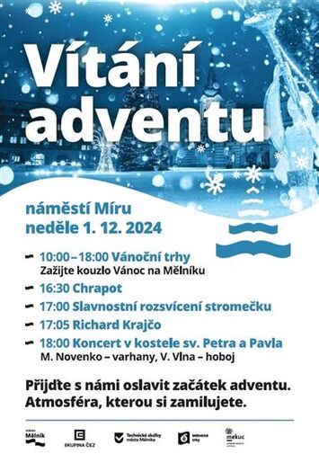 Vítání adventu a rozsvícení vánočního stromu na Mělníku